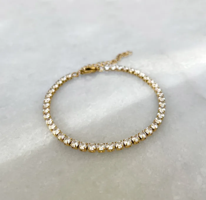 PARIS DAINTY CZ DIAMOND TENNIS BRACELET GOLD Mai Dsire Bracelets