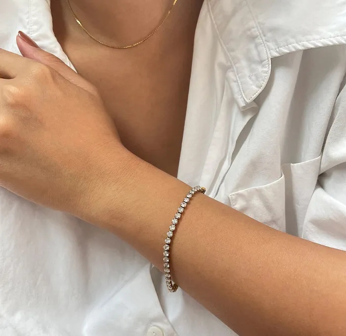 PARIS DAINTY CZ DIAMOND TENNIS BRACELET GOLD Mai Dsire Bracelets