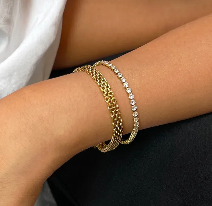 PARIS DAINTY CZ DIAMOND TENNIS BRACELET GOLD Mai Dsire Bracelets