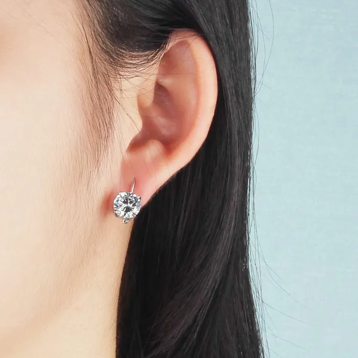 Personalized Jewel Earrings 8mm Cubic Zirconia Solid 925 Sterling Silver Hoop Earrings For Women Romantic Style Jewelry Gift For Friend