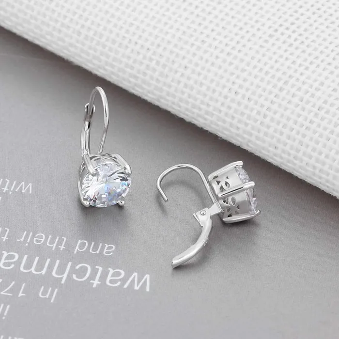 Personalized Jewel Earrings 8mm Cubic Zirconia Solid 925 Sterling Silver Hoop Earrings For Women Romantic Style Jewelry Gift For Friend