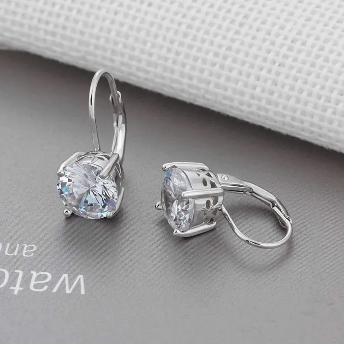 Personalized Jewel Earrings 8mm Cubic Zirconia Solid 925 Sterling Silver Hoop Earrings For Women Romantic Style Jewelry Gift For Friend