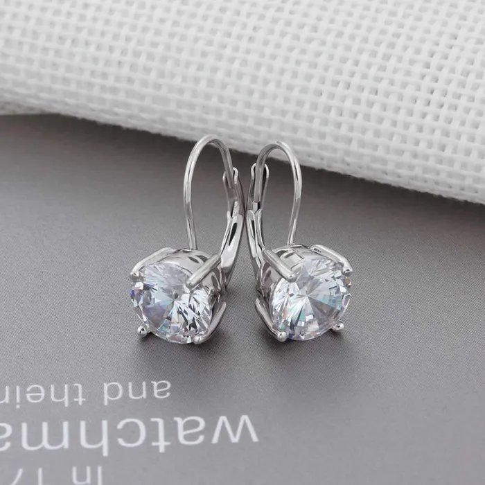 Personalized Jewel Earrings 8mm Cubic Zirconia Solid 925 Sterling Silver Hoop Earrings For Women Romantic Style Jewelry Gift For Friend