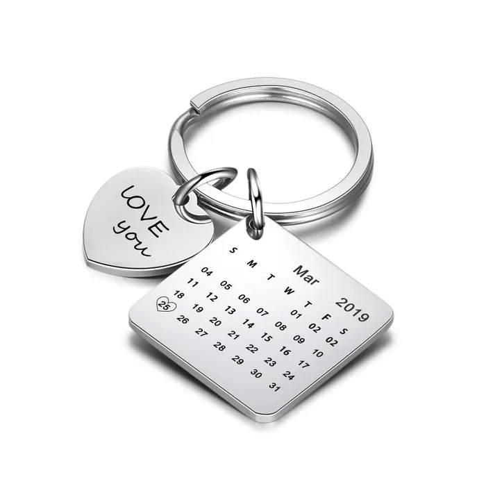 Personalized Jewel Personalized Date Engraved Keyring Necklaces