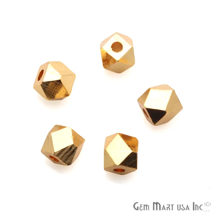 PreStyled Sets 5pc Lot Hexagon Gold Plated 4mm Drilled Beads Finding GemMartUSA