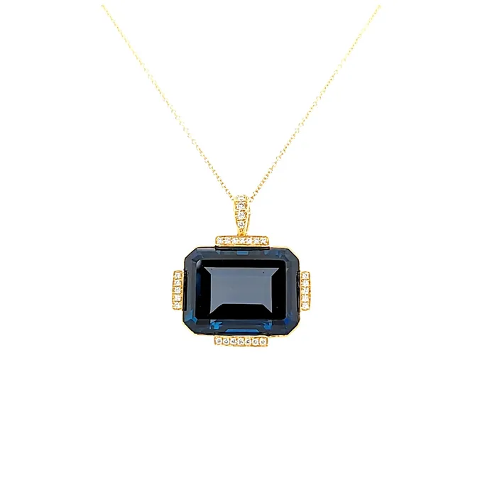 PreStyled Sets Doves 18k Yellow Gold London Blue Topaz Diamond Pendant I7724 PreStyled Sets Doves 18k Yellow Gold London Blue Topaz Diamond Pendant I7724