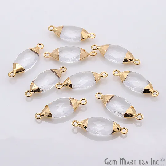 PreStyled Sets GemMartUSA Crystal Gold Electroplated 10x20mm Marquise Gemstone Connector PreStyled Sets GemMartUSA Crystal Gold Electroplated 10x20mm Marquise Gemstone Connector