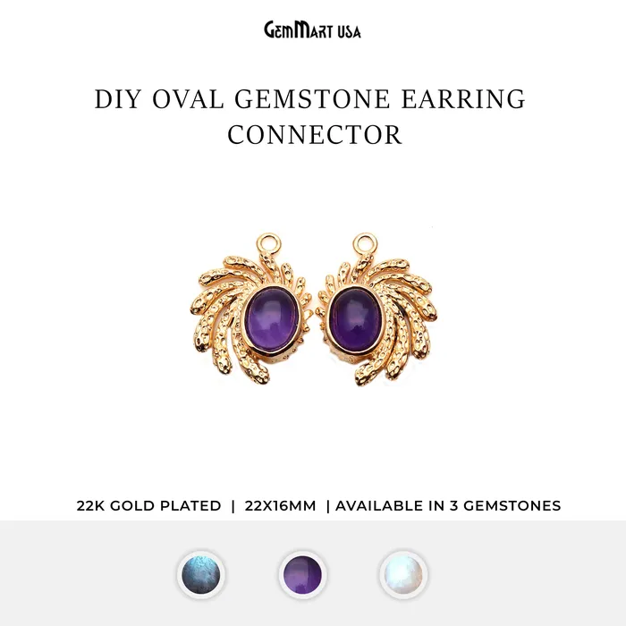 PreStyled Sets GemmartUSA DIY Oval Gemstone 22x16mm Gold Finding Connector 1Pair PreStyled Sets GemmartUSA DIY Oval Gemstone 22x16mm Gold Finding Connector 1Pair