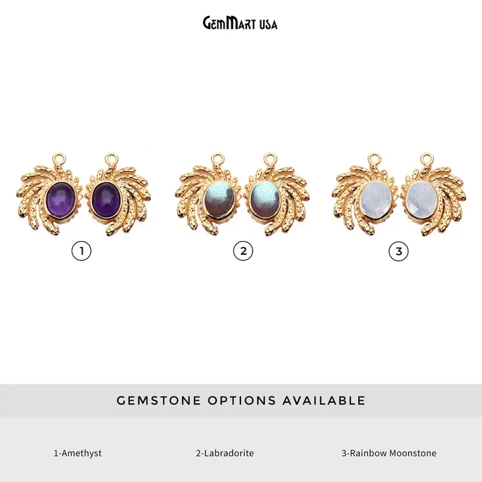 PreStyled Sets GemmartUSA DIY Oval Gemstone 22x16mm Gold Finding Connector 1Pair