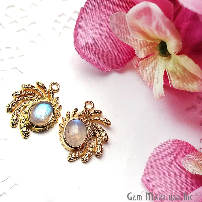 PreStyled Sets GemmartUSA DIY Oval Gemstone 22x16mm Gold Finding Connector 1Pair