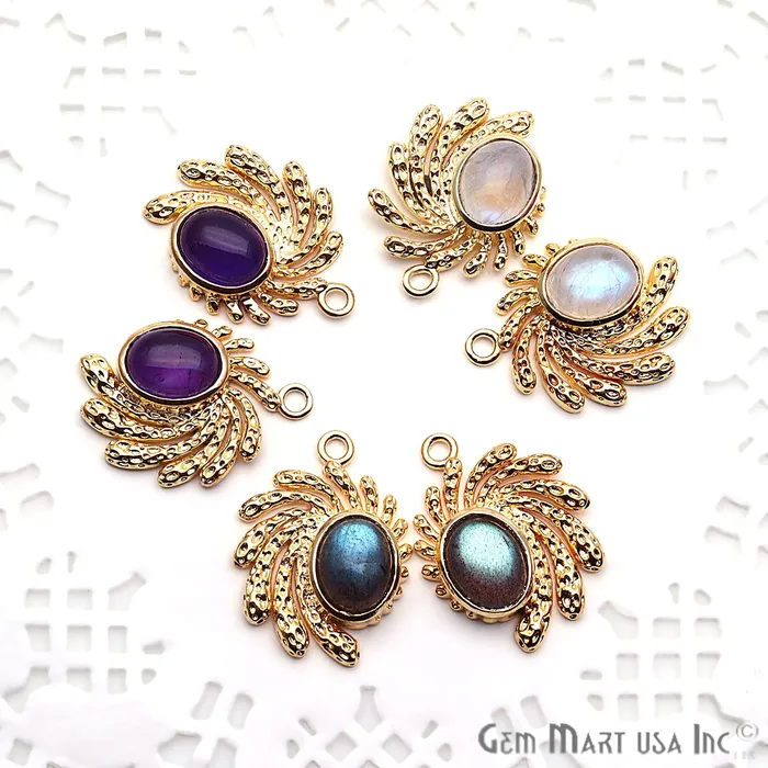 PreStyled Sets GemmartUSA DIY Oval Gemstone 22x16mm Gold Finding Connector 1Pair