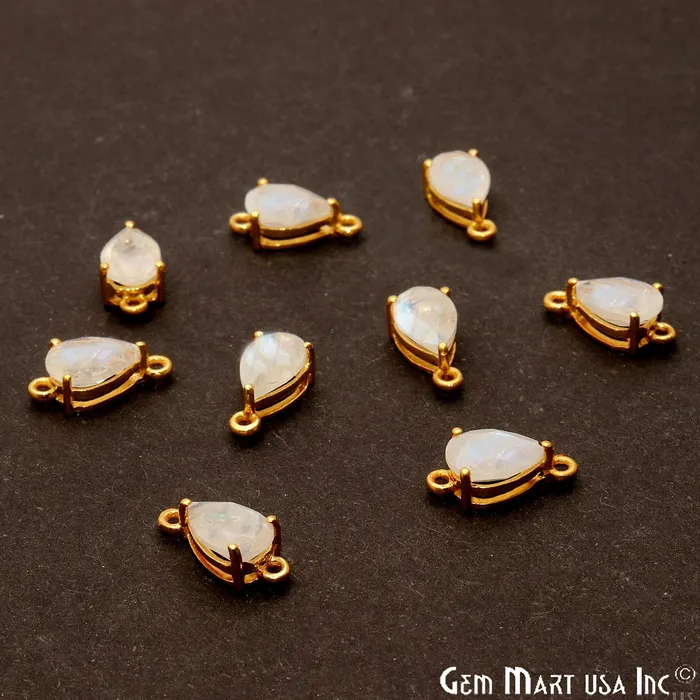 PreStyled Sets GemMartUSA Rainbow Moonstone Prong Setting Gold Plated Flashy Gemstone Connector