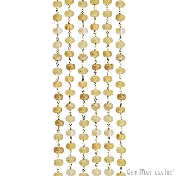 PreStyled Sets GemMartUSA Yellow Jade Cabochon 89mm Gold Wire Wrapped Rosary Chain PreStyled Sets GemMartUSA Yellow Jade Cabochon 89mm Gold Wire Wrapped Rosary Chain