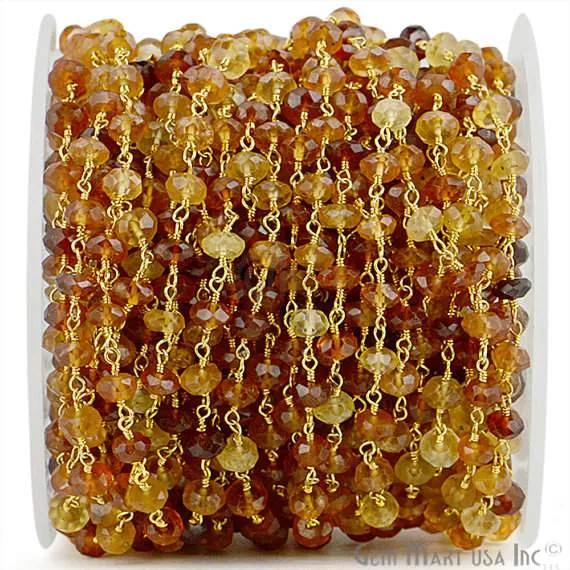 PreStyled Sets Hessonite 56mm Gold Plated Wire Wrapped Beads Rosary Chain GemmartUSA PreStyled Sets Hessonite 56mm Gold Plated Wire Wrapped Beads Rosary Chain GemmartUSA