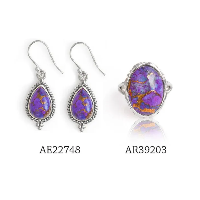 Purple Copper Turquoise Solid 925 Sterling Silver Dangle Earrings Jewelry YoTreasure Earrings