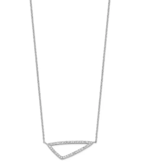 Quality Gold Necklaces Sterling Silver Rhodium Plated CZ Puffy Triangle Necklace SI6898 Quality Gold Necklaces Sterling Silver Rhodium Plated CZ Puffy Triangle Necklace SI6898