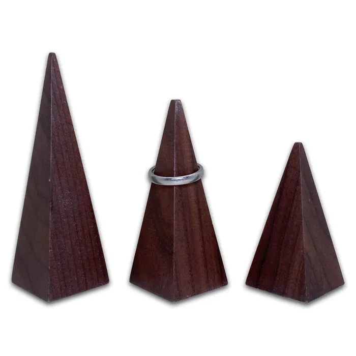 Rings 3 Piece Tiered Wood Pyramid Ring Stand Display JPIDisplay