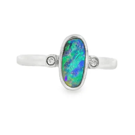 Rings Australian Opal Black Ring set in Sterling Silver Australian Opal Cutters Rings Australian Opal Black Ring set in Sterling Silver Australian Opal Cutters