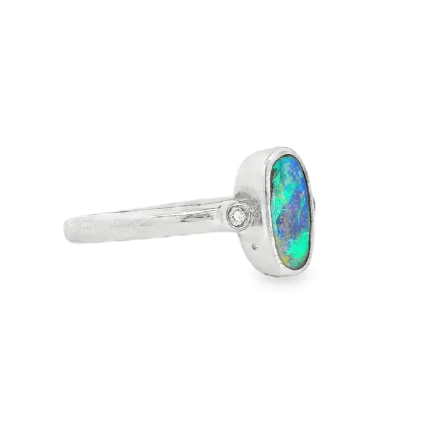 Rings Australian Opal Black Ring set in Sterling Silver Australian Opal Cutters Rings Australian Opal Black Ring set in Sterling Silver Australian Opal Cutters