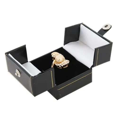 Rings Black Two Door Deluxe Ring Leather with outer box JPIDisplay