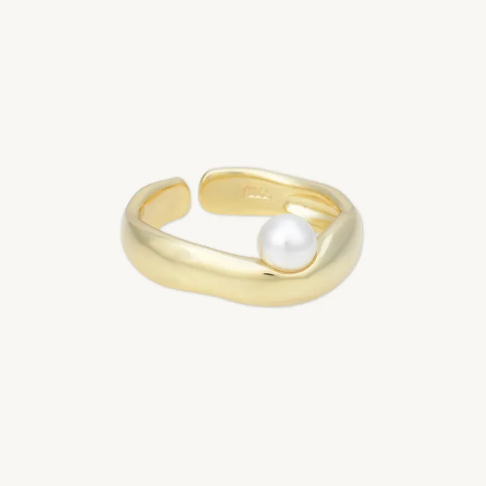 Rings Camile Stone Offset Pearl Open Ring Rings Camile Stone Offset Pearl Open Ring