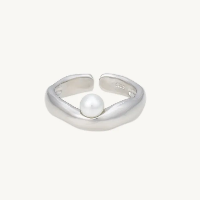 Rings Camile Stone Offset Pearl Open Ring Rings Camile Stone Offset Pearl Open Ring