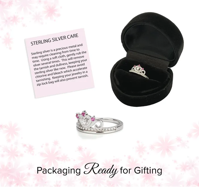 Rings Cherished Moments Jewelry Sterling Silver Tiara Baby Ring with CZs for Kids