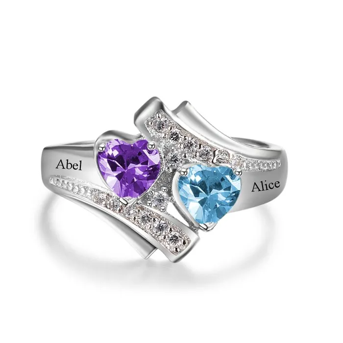 Rings customjewelryan 925 Sterling Silver Customized Heart Birthstone Engraved Name Ring Fashion Jewelry Gift for Women Rings customjewelryan 925 Sterling Silver Customized Heart Birthstone Engraved Name Ring Fashion Jewelry Gift for Women