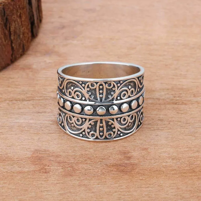 Rings customjewelryan Vintage Style Female Wide Rings With 155MM Wide Mysterious Pattern Party Ring Gift for Girls