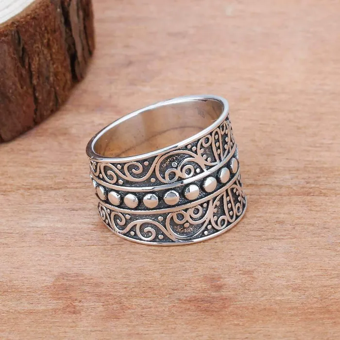 Rings customjewelryan Vintage Style Female Wide Rings With 155MM Wide Mysterious Pattern Party Ring Gift for Girls
