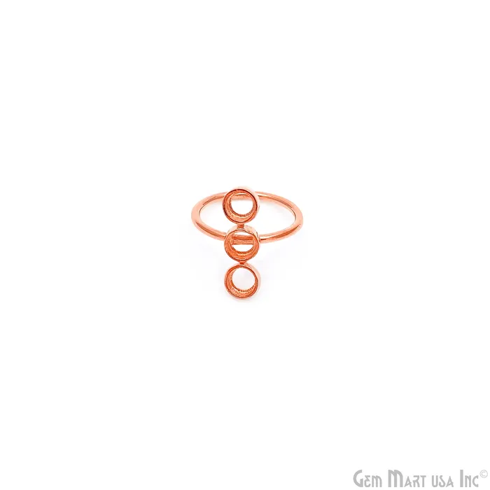 Rings GemMartUSA 3 Stone Bar Round Bezel Cup Blank Ring Rose Gold Plated 5mm Round Stone Slot With Open Backing Ring Setting Rings GemMartUSA 3 Stone Bar Round Bezel Cup Blank Ring Rose Gold Plated 5mm Round Stone Slot With Open Backing Ring Setting