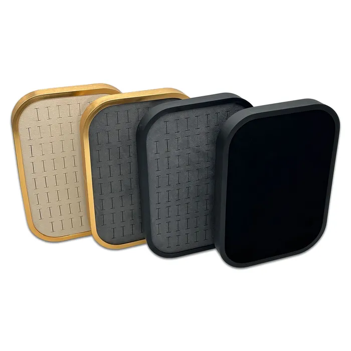 Rings JPI Display 10 58 x 7 58 Gold Brushed Aluminum Gray Velvet 76 Ring Display Tray Rings JPI Display 10 58 x 7 58 Gold Brushed Aluminum Gray Velvet 76 Ring Display Tray