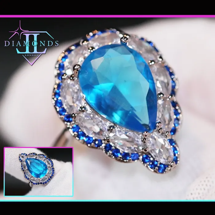 Rings Lab Diamonds London Aquamarine Blue Diamond Ring Blue Pear Cut Diamond Ring Rings Lab Diamonds London Aquamarine Blue Diamond Ring Blue Pear Cut Diamond Ring