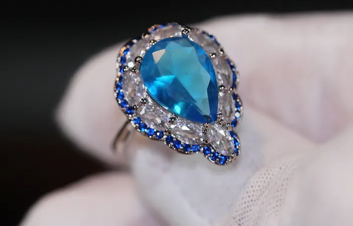 Rings Lab Diamonds London Aquamarine Blue Diamond Ring Blue Pear Cut Diamond Ring