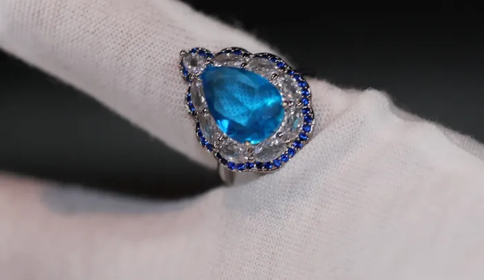 Rings Lab Diamonds London Aquamarine Blue Diamond Ring Blue Pear Cut Diamond Ring