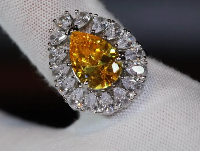 Rings Lab Diamonds London Teardrop Ring Yellow Diamond Ring Yellow Diamond Engagement Ring Pear Shape Ring Pear Engagement Ring Womens Wedding Ring