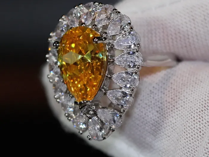 Rings Lab Diamonds London Teardrop Ring Yellow Diamond Ring Yellow Diamond Engagement Ring Pear Shape Ring Pear Engagement Ring Womens Wedding Ring