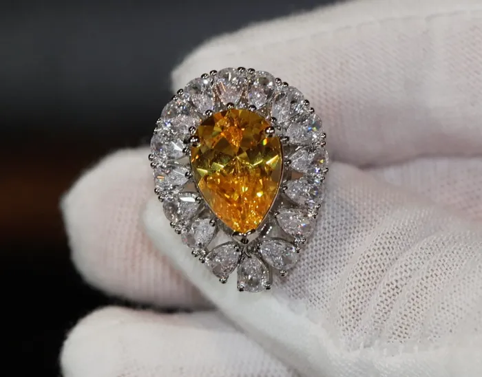 Rings Lab Diamonds London Teardrop Ring Yellow Diamond Ring Yellow Diamond Engagement Ring Pear Shape Ring Pear Engagement Ring Womens Wedding Ring