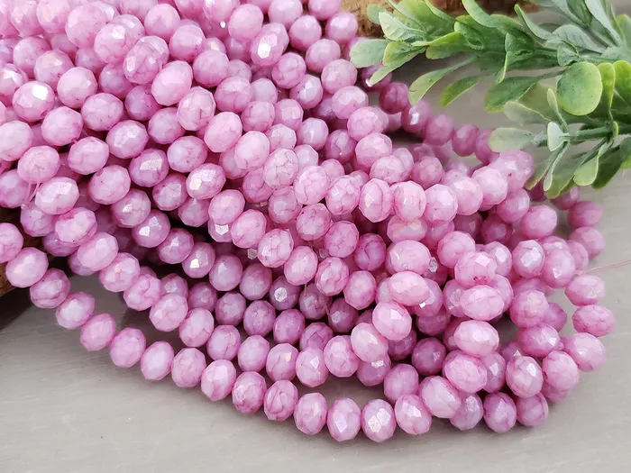 Rings Lavender Rose AB Silver Luster Crystals 8x6mm 15 Strand Dear Beads
