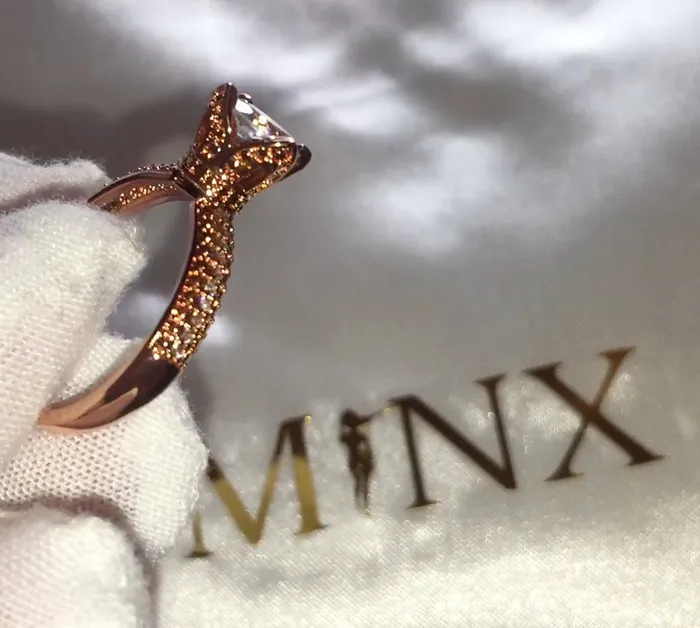 Rings Minx London Big Carat Engagement Ring Rose Gold Engagement Ring Womens Rose Gold Ring Rose Gold Ring Rose Gold Wedding Ring Flower Shape Ring