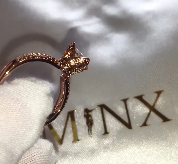 Rings Minx London Big Carat Engagement Ring Rose Gold Engagement Ring Womens Rose Gold Ring Rose Gold Ring Rose Gold Wedding Ring Flower Shape Ring