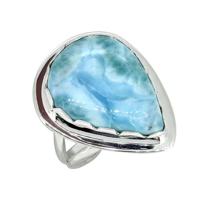 Rings Natural Larimar Ring Solid 925 Sterling Silver Gemstone Jewelry YoTreasure Rings Natural Larimar Ring Solid 925 Sterling Silver Gemstone Jewelry YoTreasure
