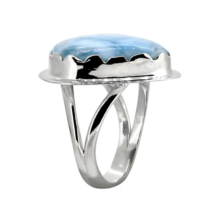 Rings Natural Larimar Ring Solid 925 Sterling Silver Gemstone Jewelry YoTreasure