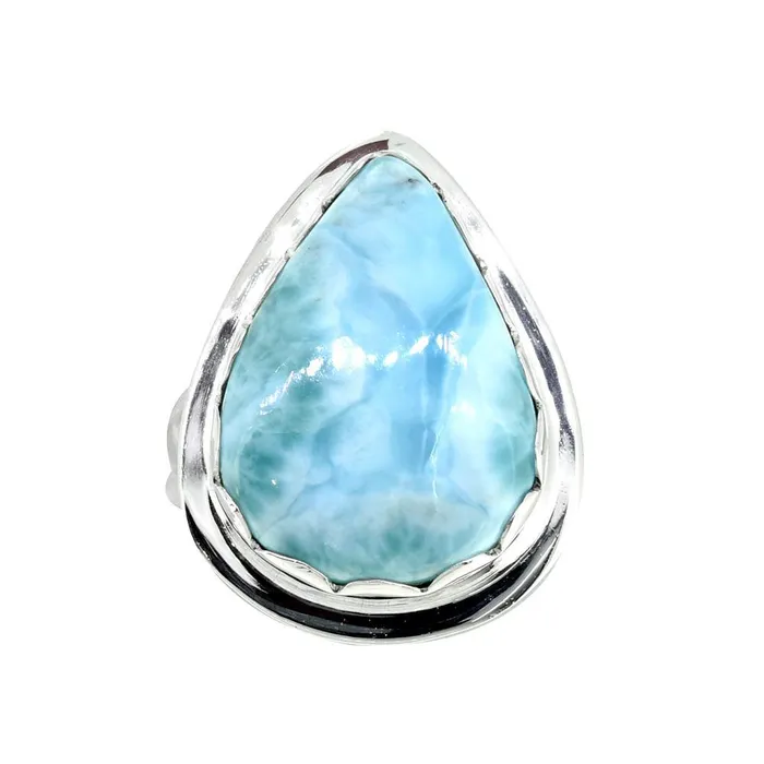 Rings Natural Larimar Ring Solid 925 Sterling Silver Gemstone Jewelry YoTreasure