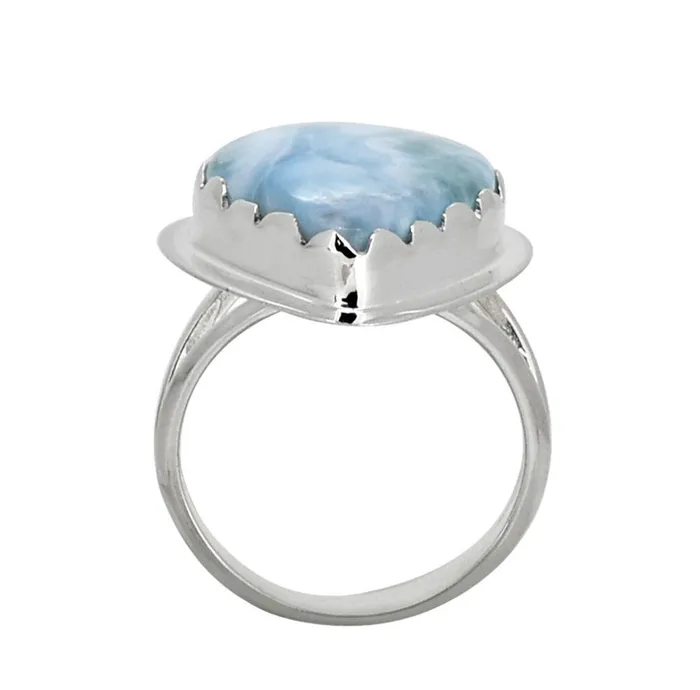 Rings Natural Larimar Ring Solid 925 Sterling Silver Gemstone Jewelry YoTreasure