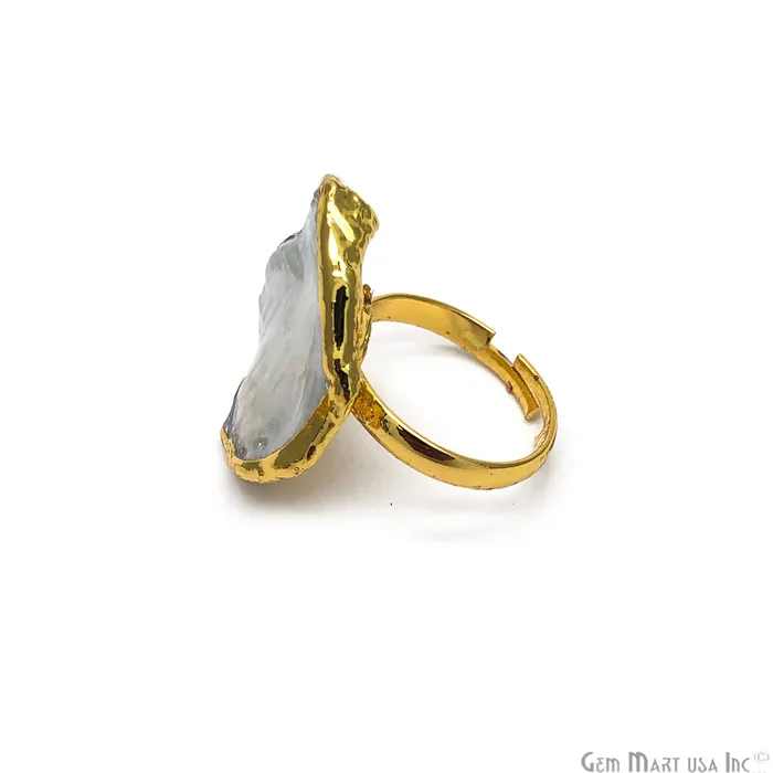 Rings Natural Pearl Gemstone Gold edge Adjustable Ring GemMartUSA
