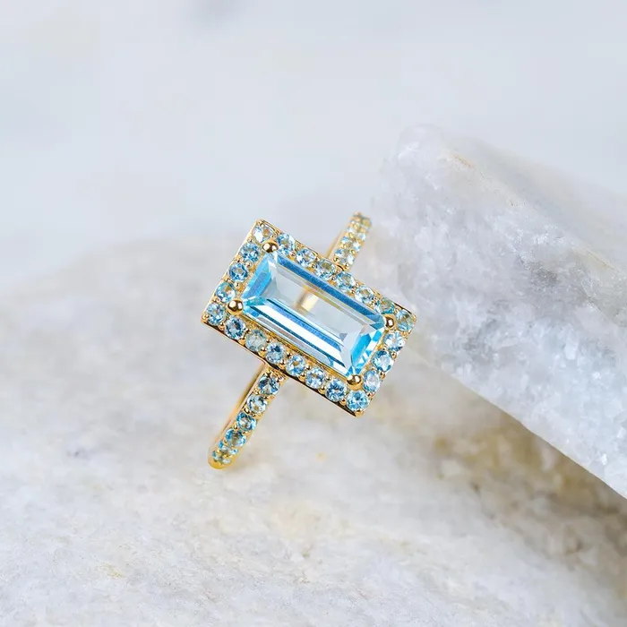 Rings Sky Blue Topaz Swiss Blue Topaz Solid 14K Yellow Gold Wedding Ring Jewelry YoTreasure Rings Sky Blue Topaz Swiss Blue Topaz Solid 14K Yellow Gold Wedding Ring Jewelry YoTreasure