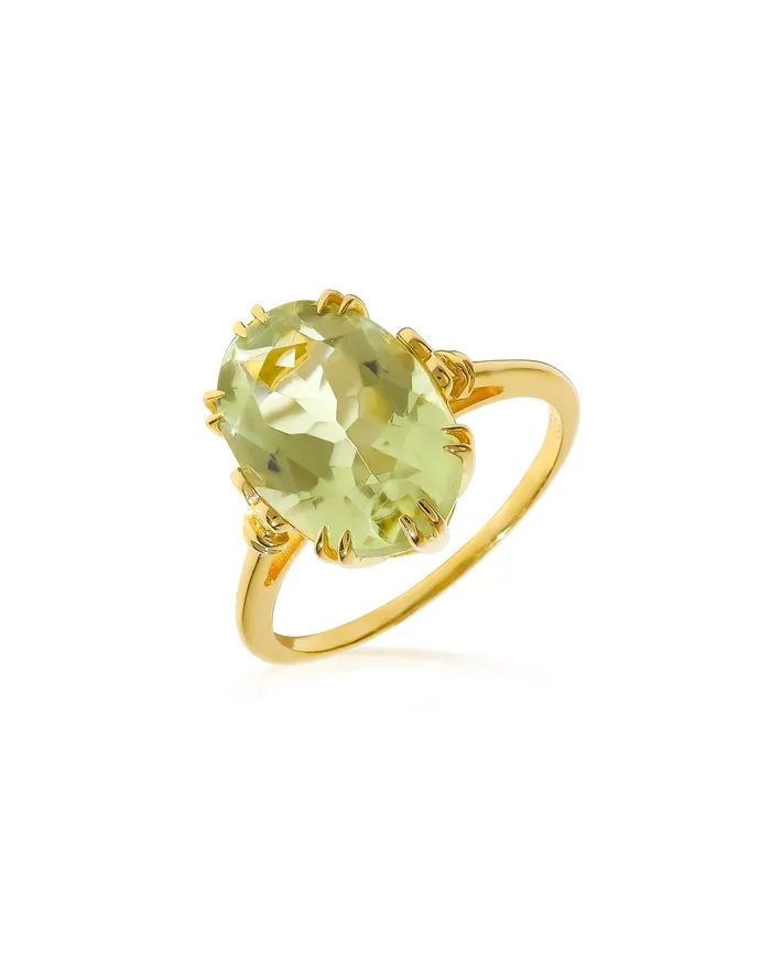 Rings YoTreasure Green Amethyst Ring Solid 14K Gold Over 925 Sterling Silver Jewelry Rings YoTreasure Green Amethyst Ring Solid 14K Gold Over 925 Sterling Silver Jewelry