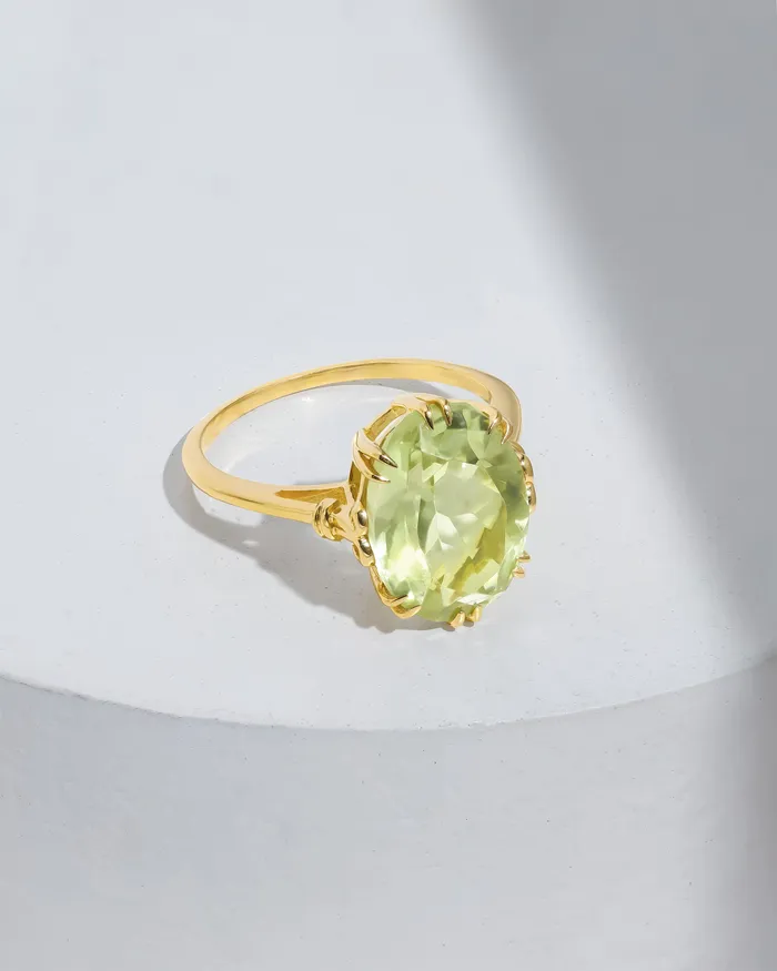 Rings YoTreasure Green Amethyst Ring Solid 14K Gold Over 925 Sterling Silver Jewelry