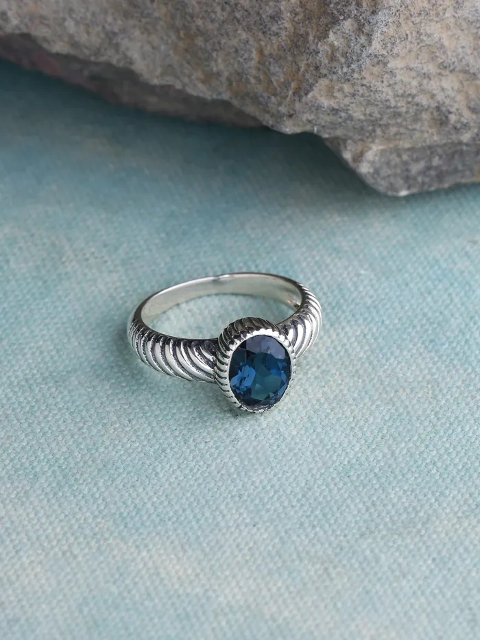 Rings YoTreasure London Blue Topaz 925 Sterling Silver Gemstone Ring